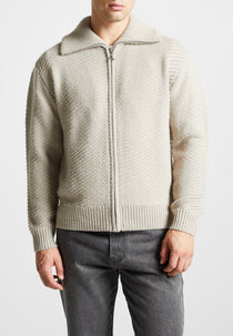Diagonal Knit Cardigan - Stone