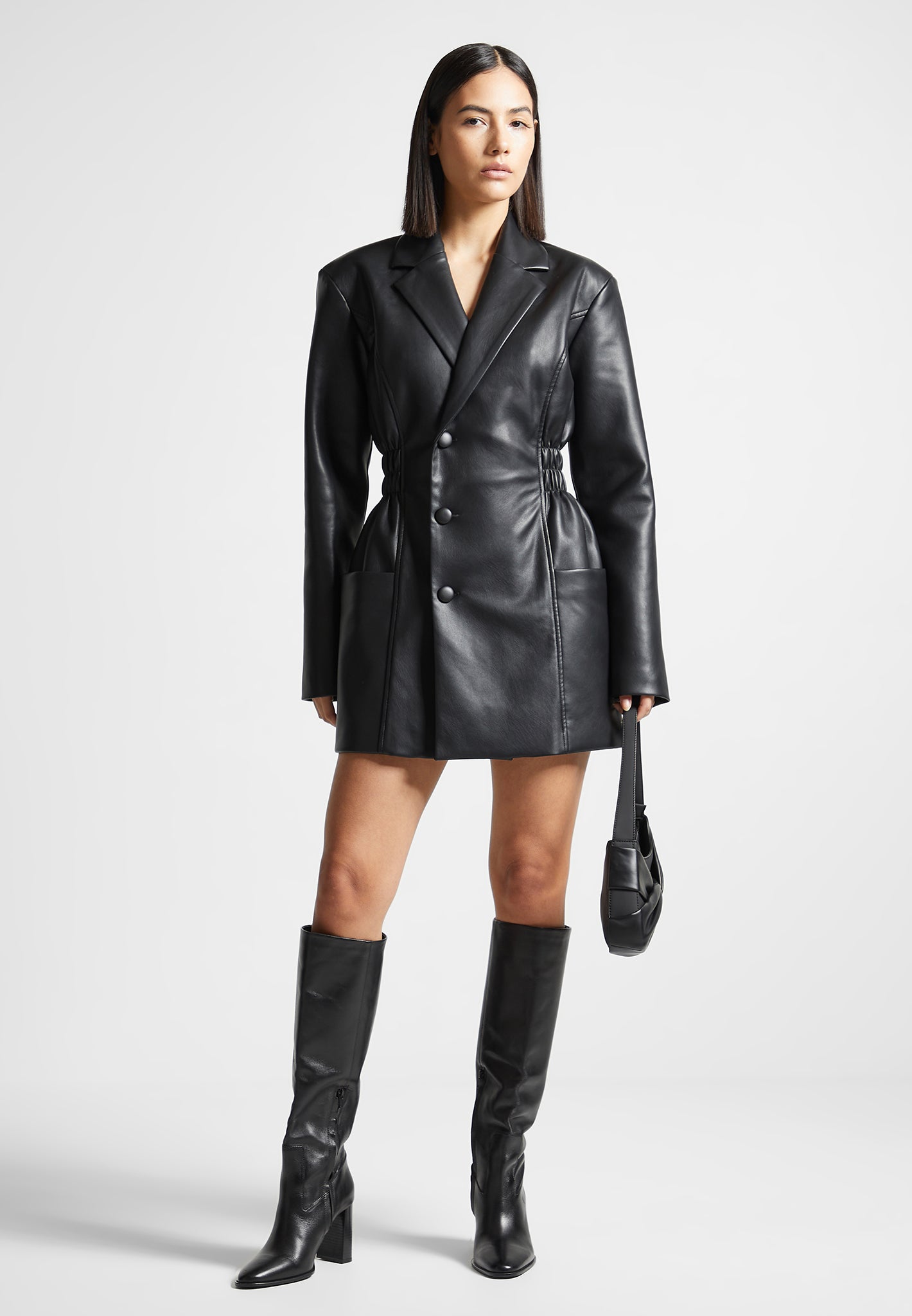 double-breasted-vegan-leather-blazer-dress-black 