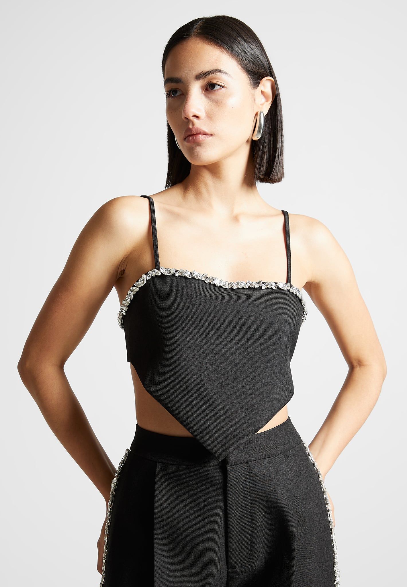 Embellished Handkerchief Top - Black 