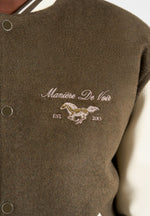 Equestrian Wool-Blend Varsity Jacket - Olive