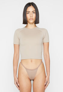 Short Sleeve T Shirt - Beige