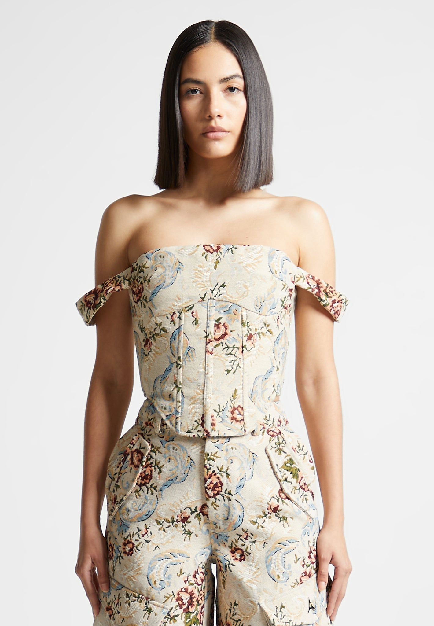 floral-jacquard-bardot-corset-top-beige 