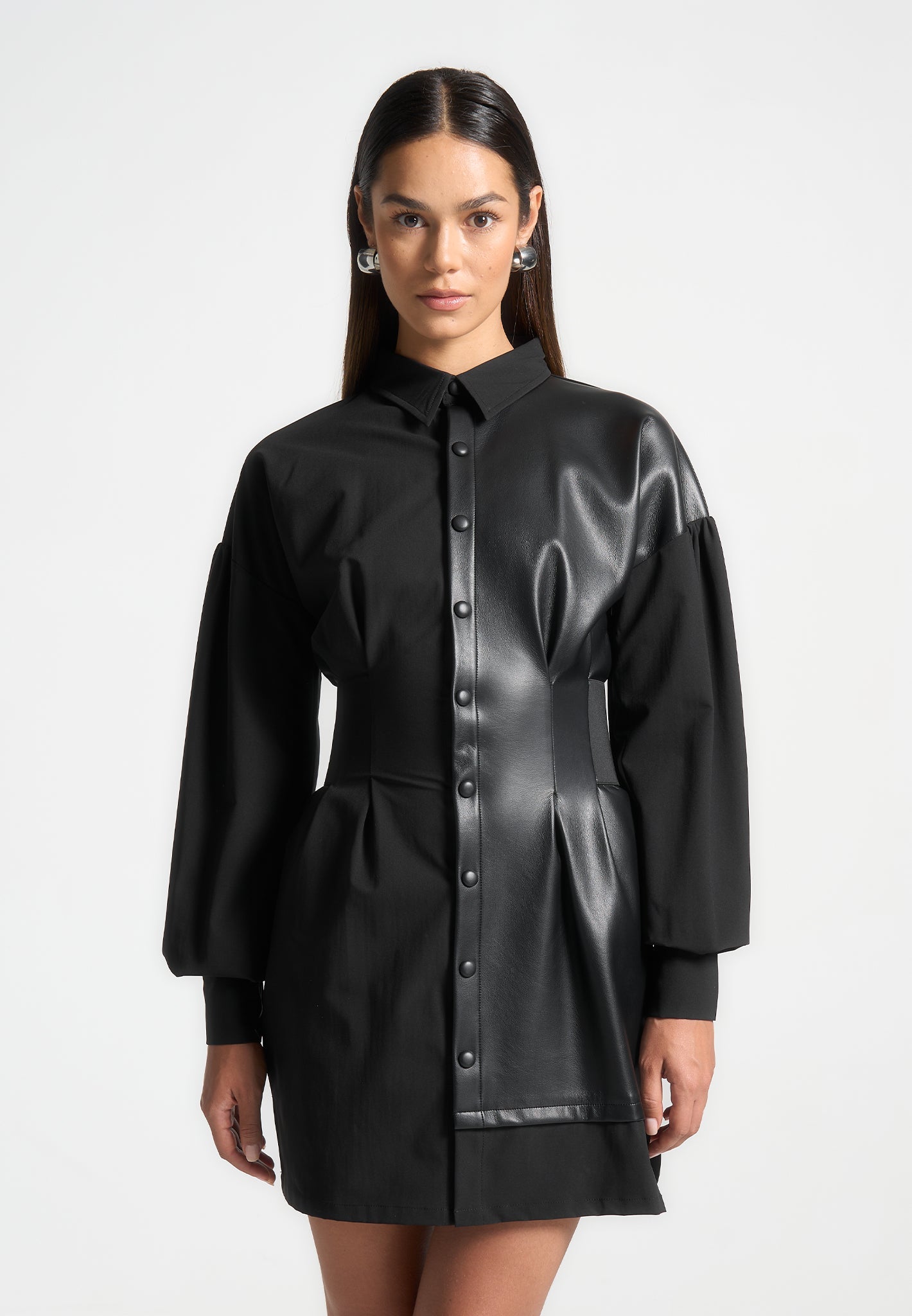 half-vegan-leather-shirt-dress-black-1 