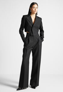 E⁠lsa - High Waisted Tailored Trousers - Black