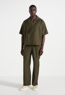 Abel - Boxy Twill Double Breasted Shirt - Olive