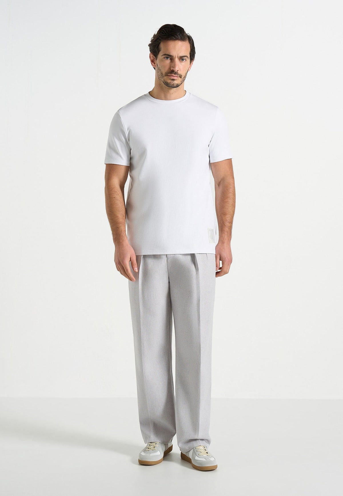 Pierre - Twin Pleat Tailored Pants - Light Grey