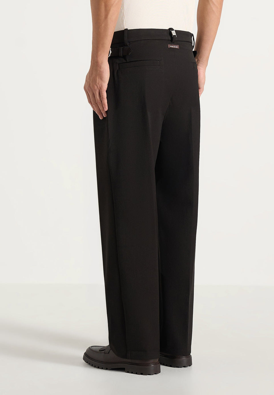 Pierre - Twin Pleat Tailored Pants - Dark Brown
