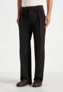 Pierre - Twin Pleat Tailored Pants - Dark Brown