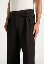 Pierre - Twin Pleat Tailored Pants - Dark Brown