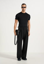 Lior - Box Pleat Wide Leg Wool-Blend Pants - Black