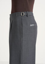 Lior - Box Pleat Wide Leg Wool-Blend Pants - Grey