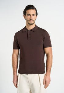 Bryn - Luxe Knitted Polo Top - Brown