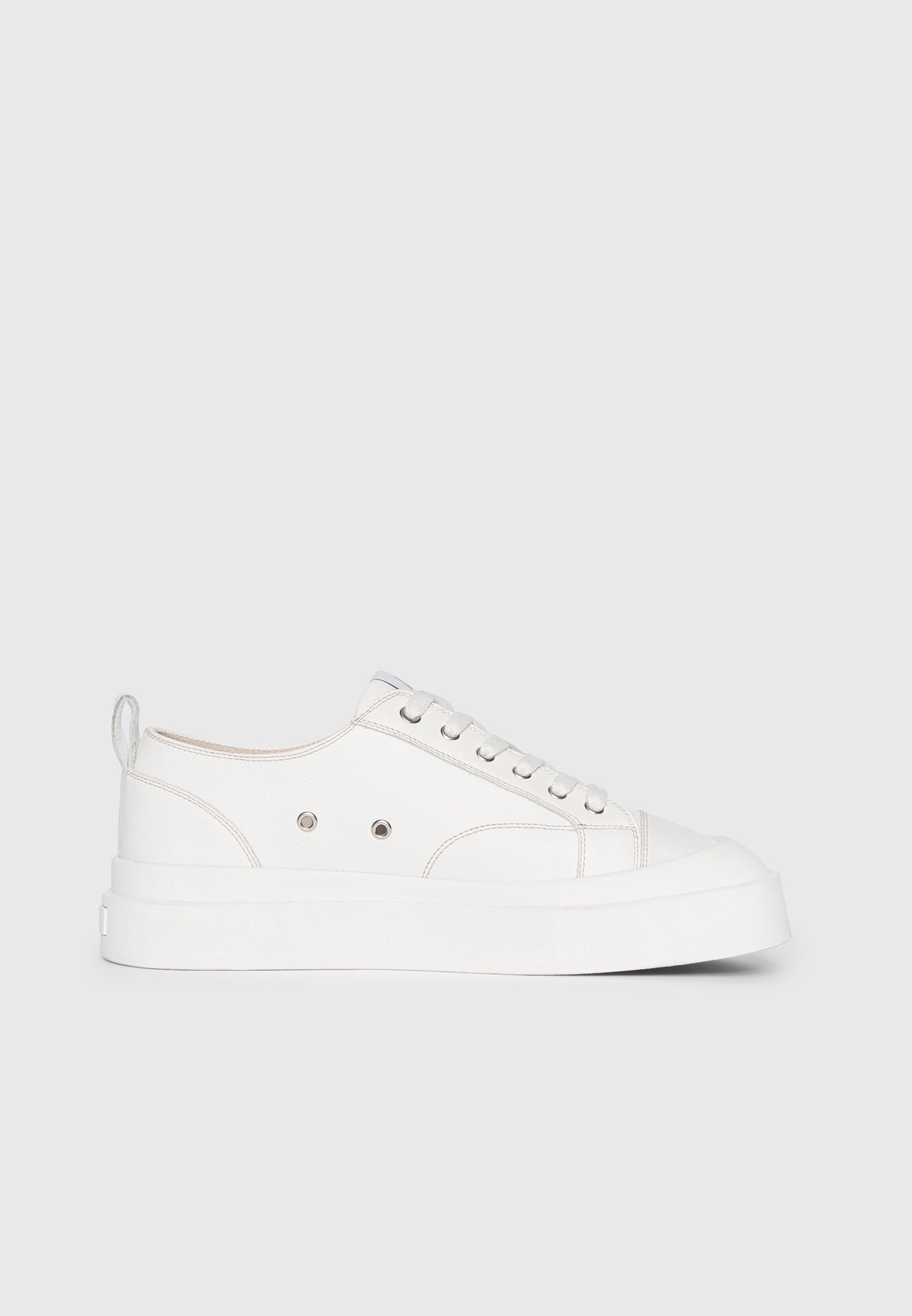 Men's Vienna - Leather Contrast Stitch Sneakers - White