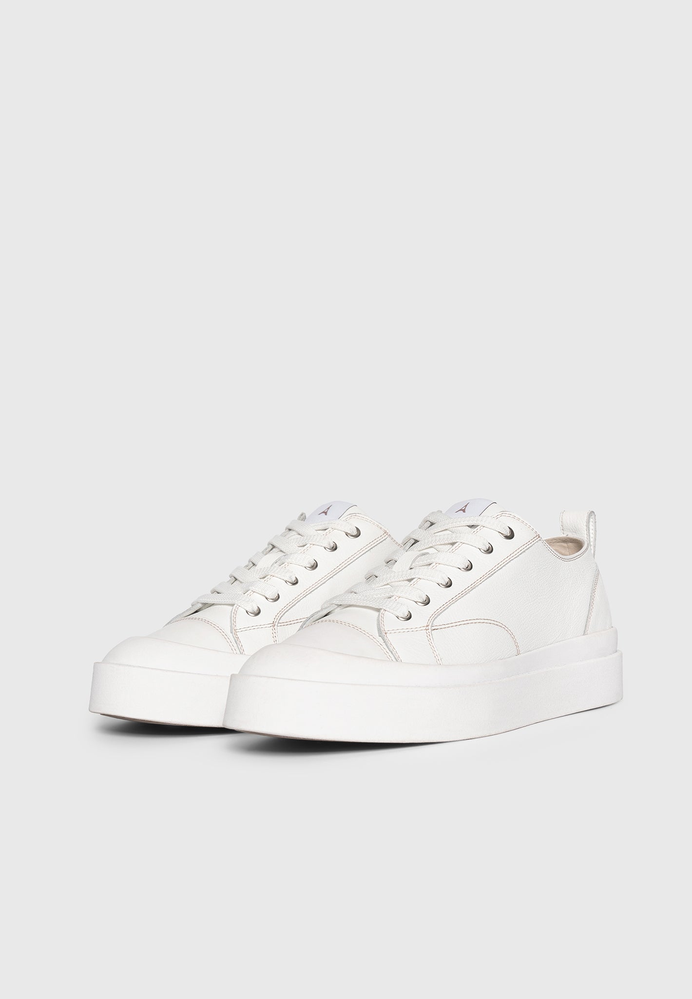 Men's Vienna - Leather Contrast Stitch Sneakers - White