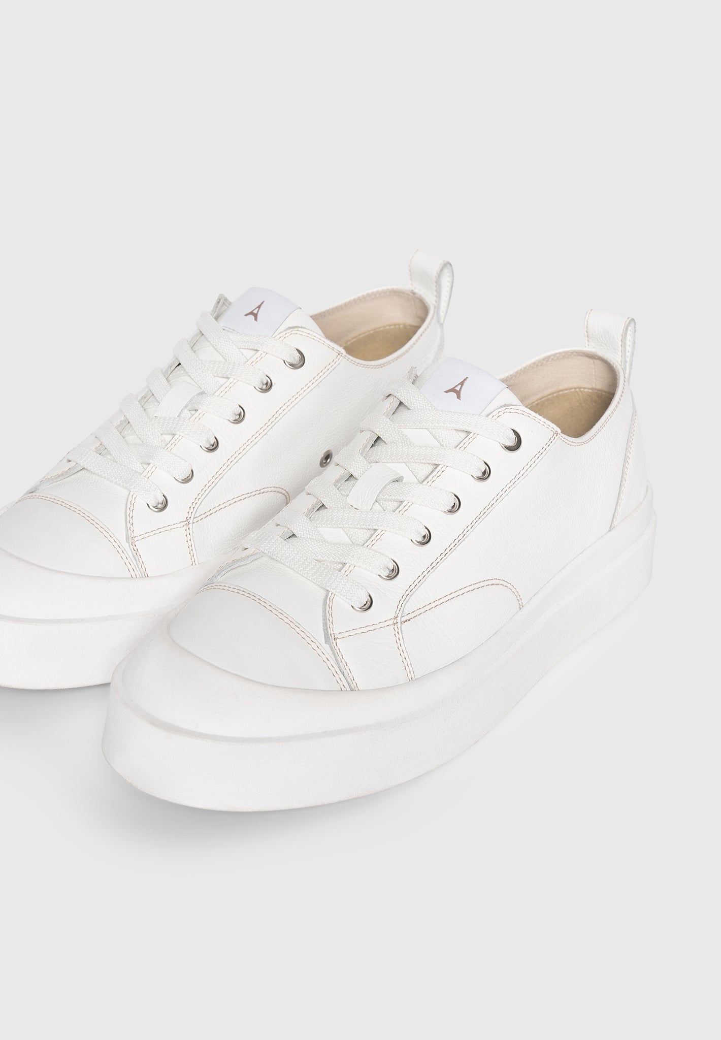 Men's Vienna - Leather Contrast Stitch Sneakers - White