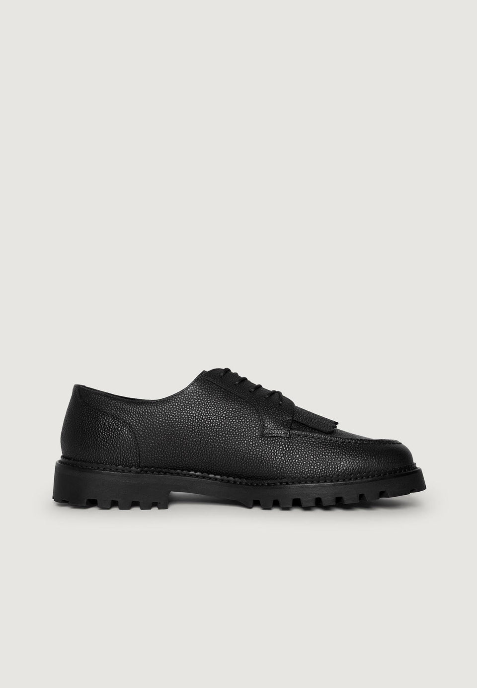Fernand - Leather Fringe Derby Shoe - Black