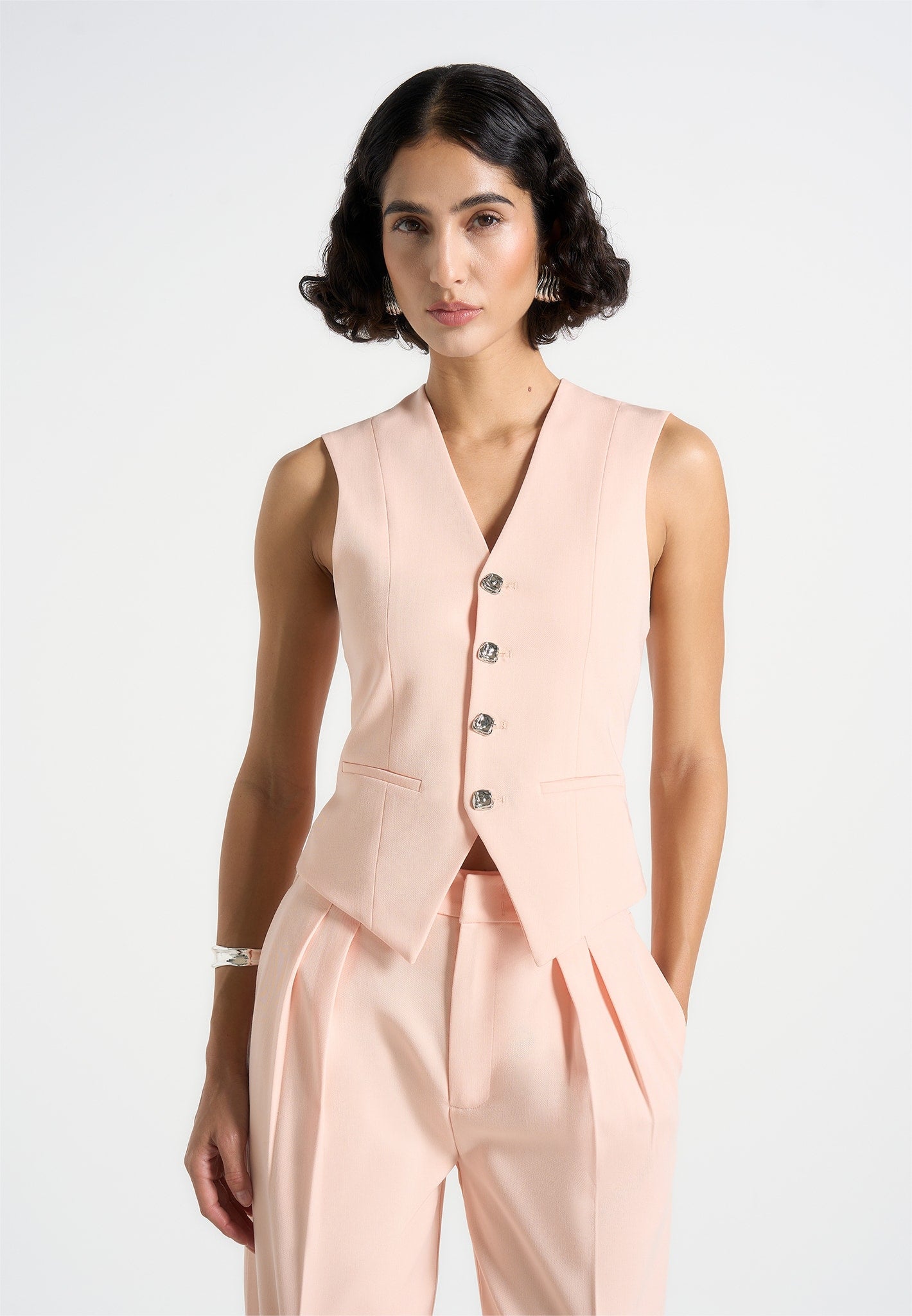 Christine - Tailored Cinch Waistcoat - Peach 