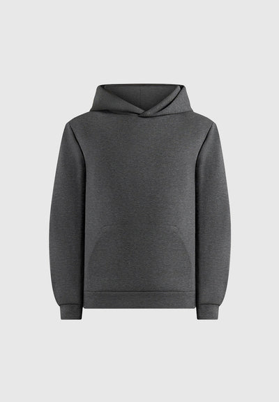 Drew - Neoprene Minimal Regular Fit Hoodie - Charcoal Grey
