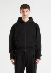 Florian - Cropped Zip Hoodie - Black