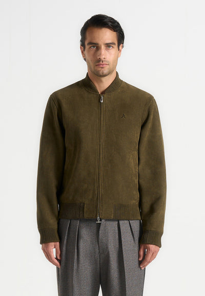 Arsène - Suede Bomber Jacket - Olive