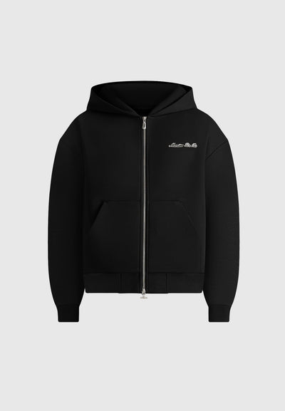 JS002 - Unisex Signature Relaxed Fit Zip Hoodie - Black