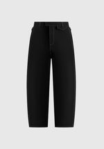 Marceau - Contrast Stitch Barrel Leg Pants - Black