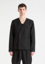 collarless-double-breasted-minimal-blazer-black