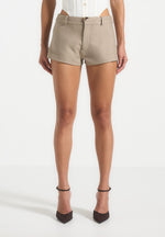 elle-tailored-mini-shorts-taupe
