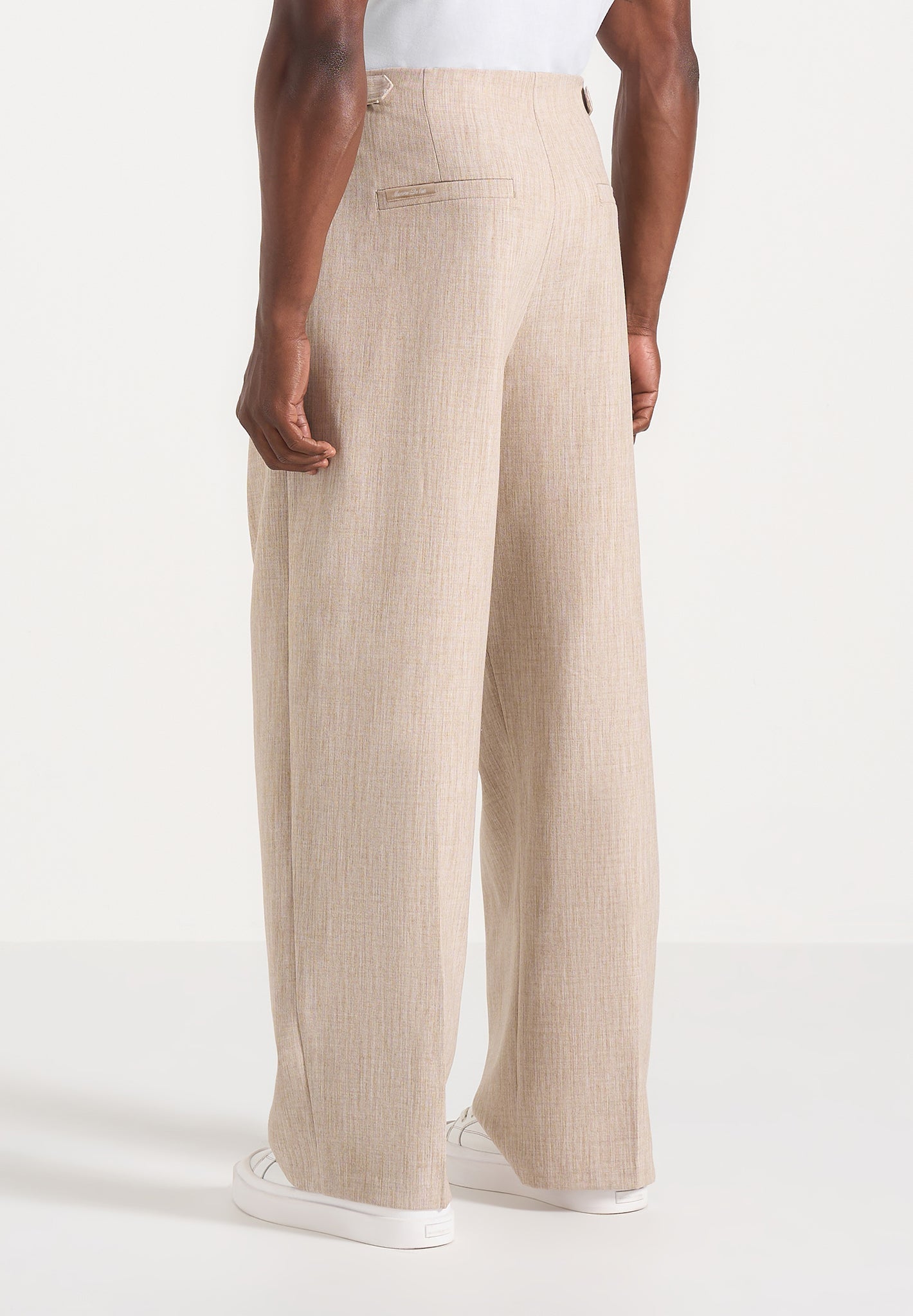 Lior - Box Pleat Wide Leg Pants - Beige