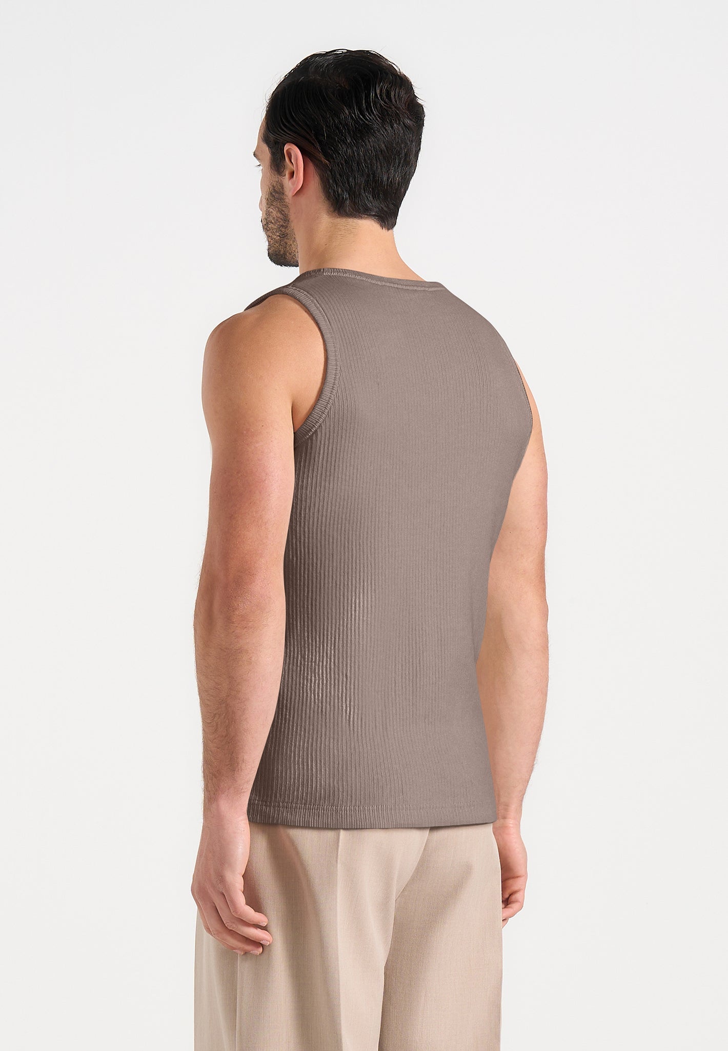 VS001 - Ribbed Cotton Tank Top - Mushroom