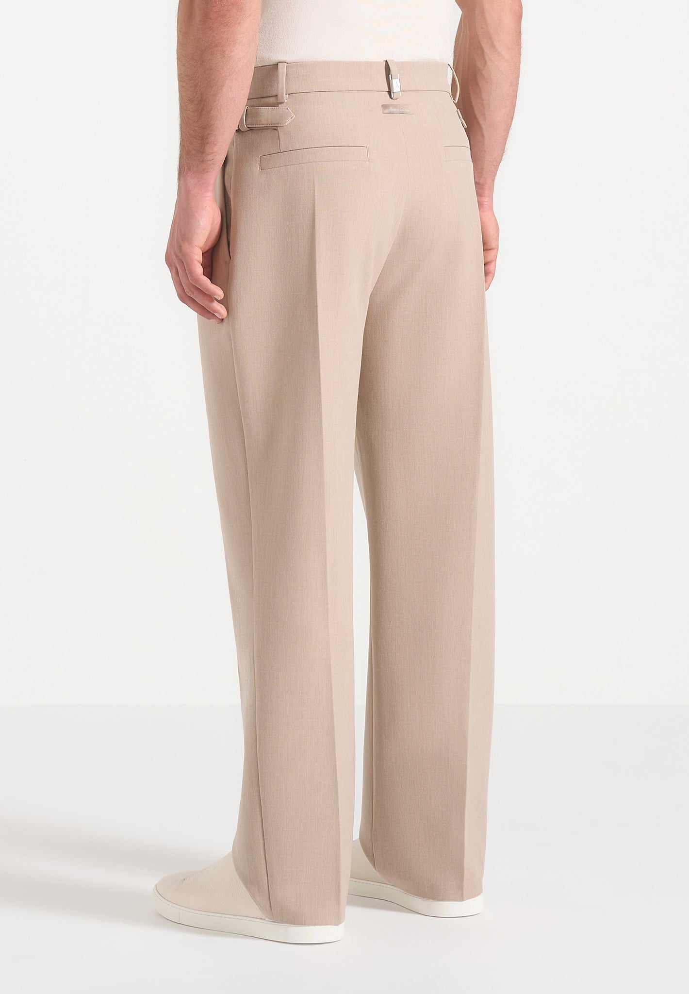 Pierre - Twin Pleat Tailored Pants - Beige
