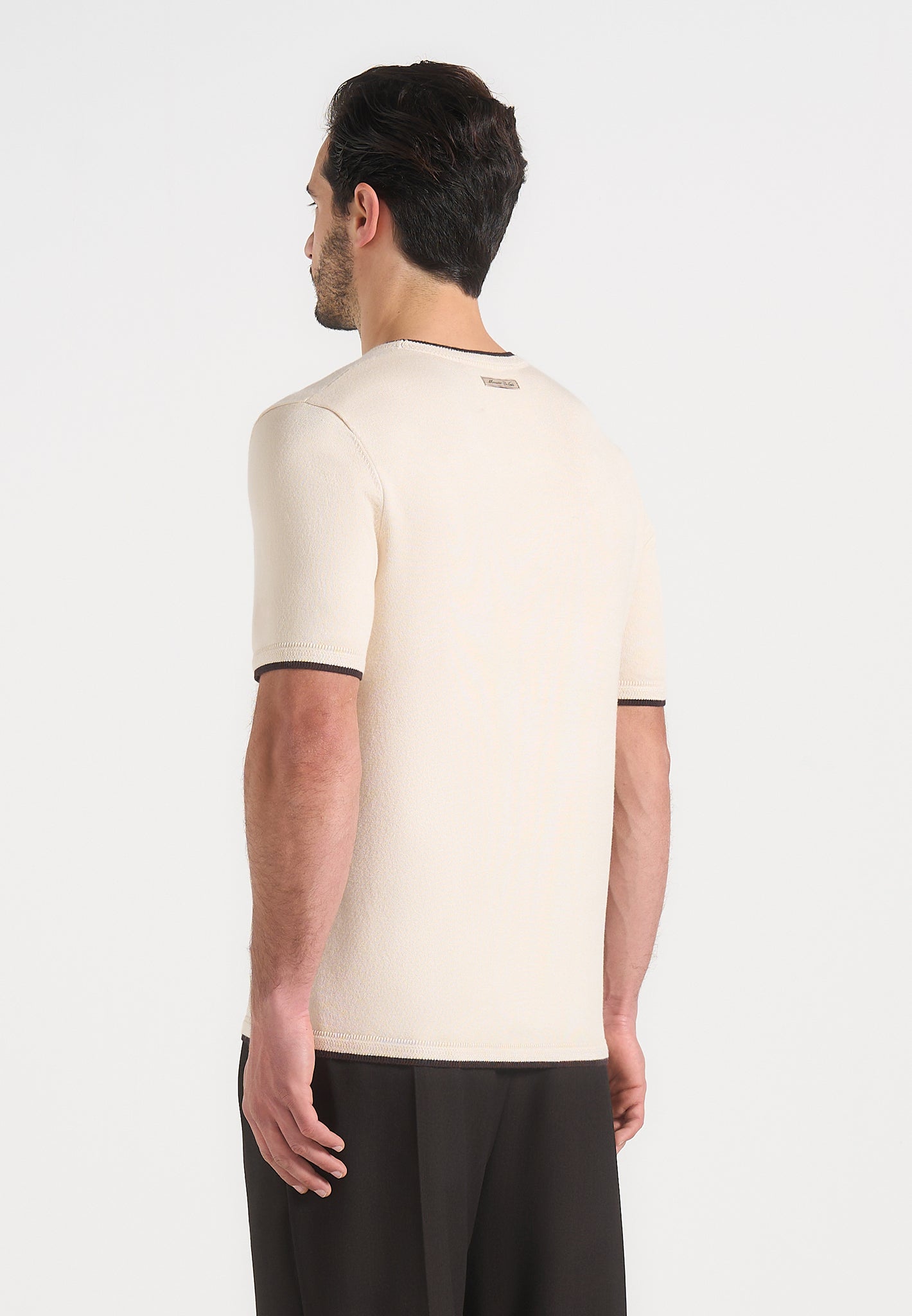 Wyatt - Contrast Knit T-Shirt - Cream