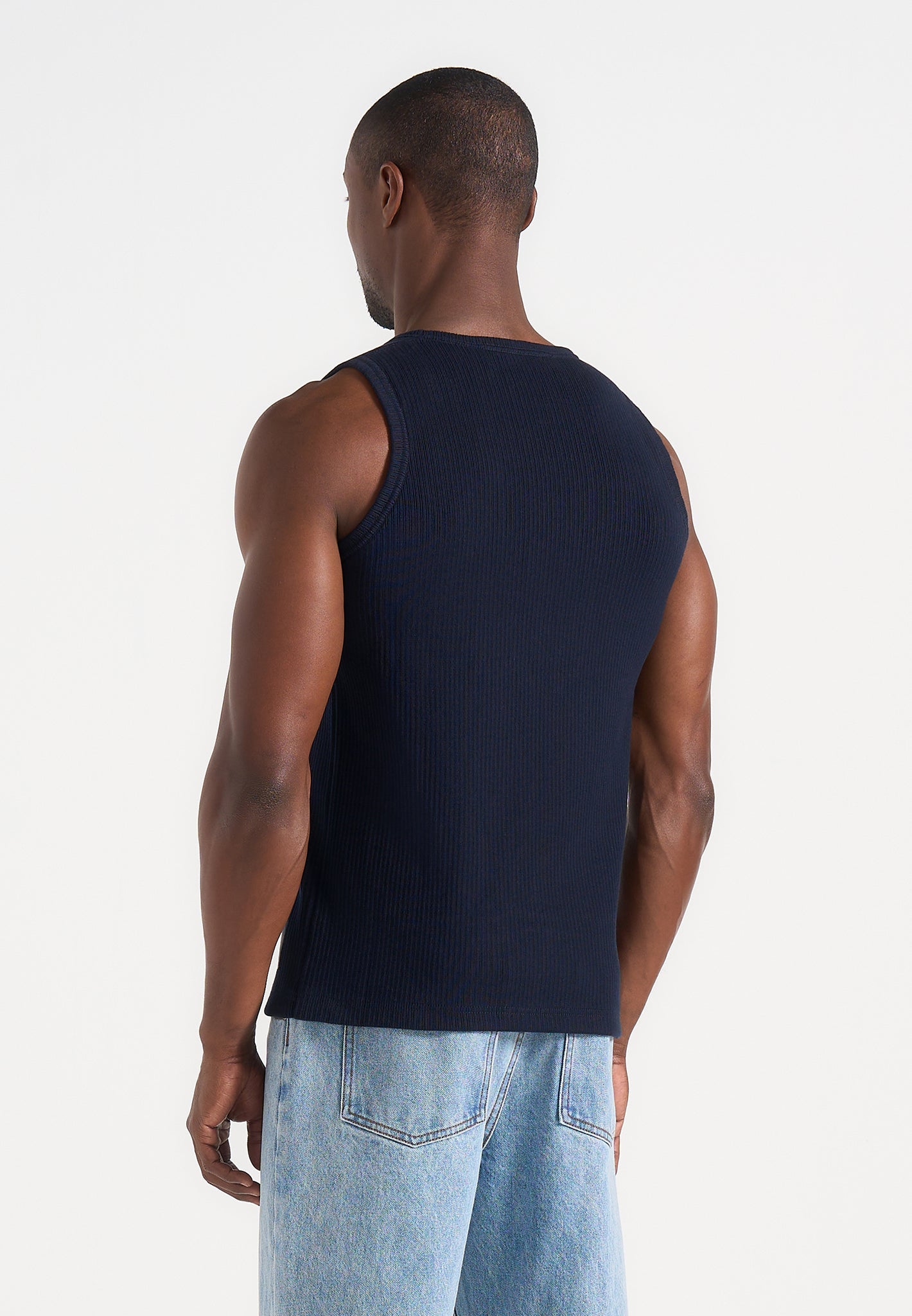 VS001 - Ribbed Cotton Tank Top - Navy