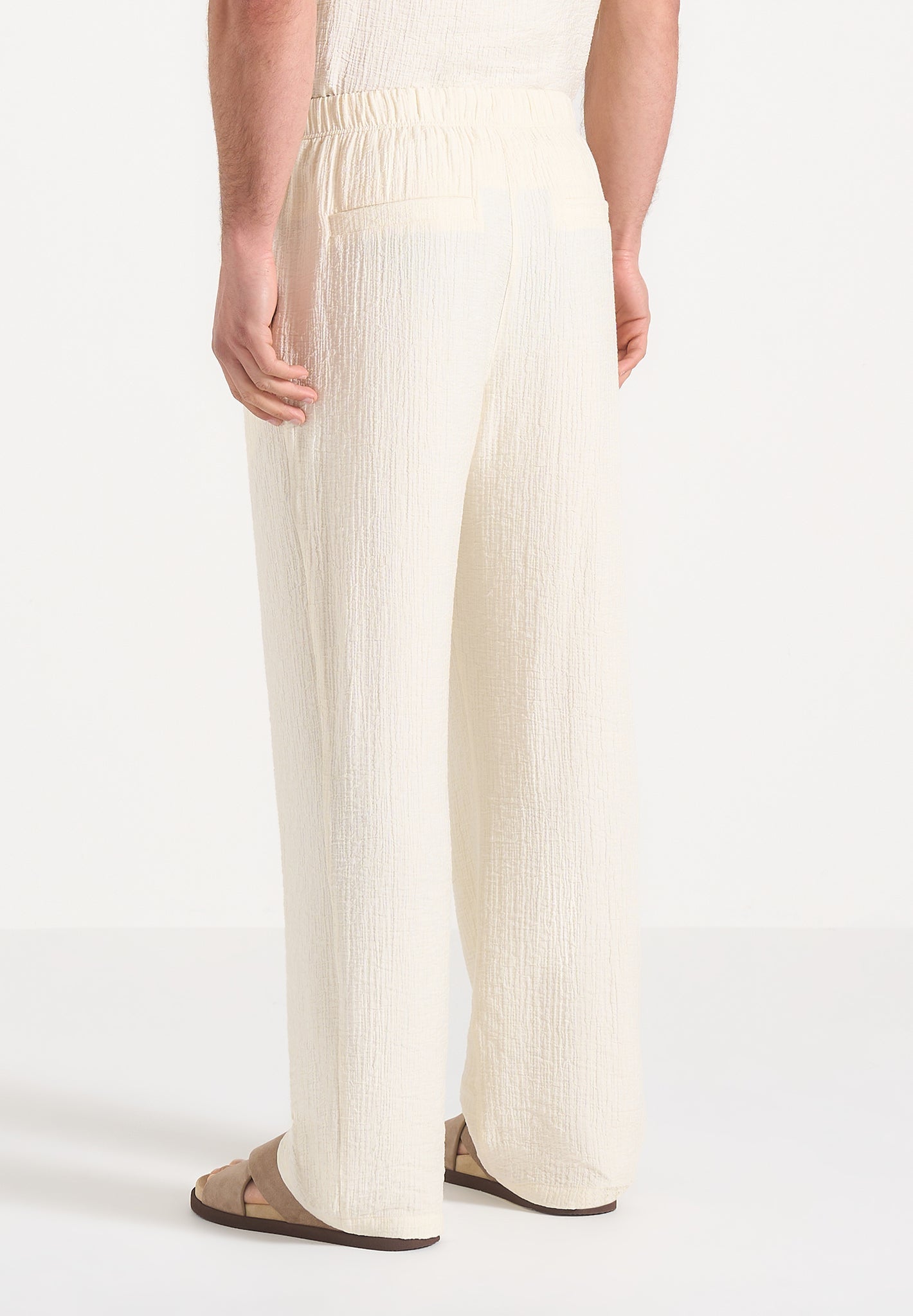 Addison - Unisex Textured Relaxed Fit Pants - Cream
