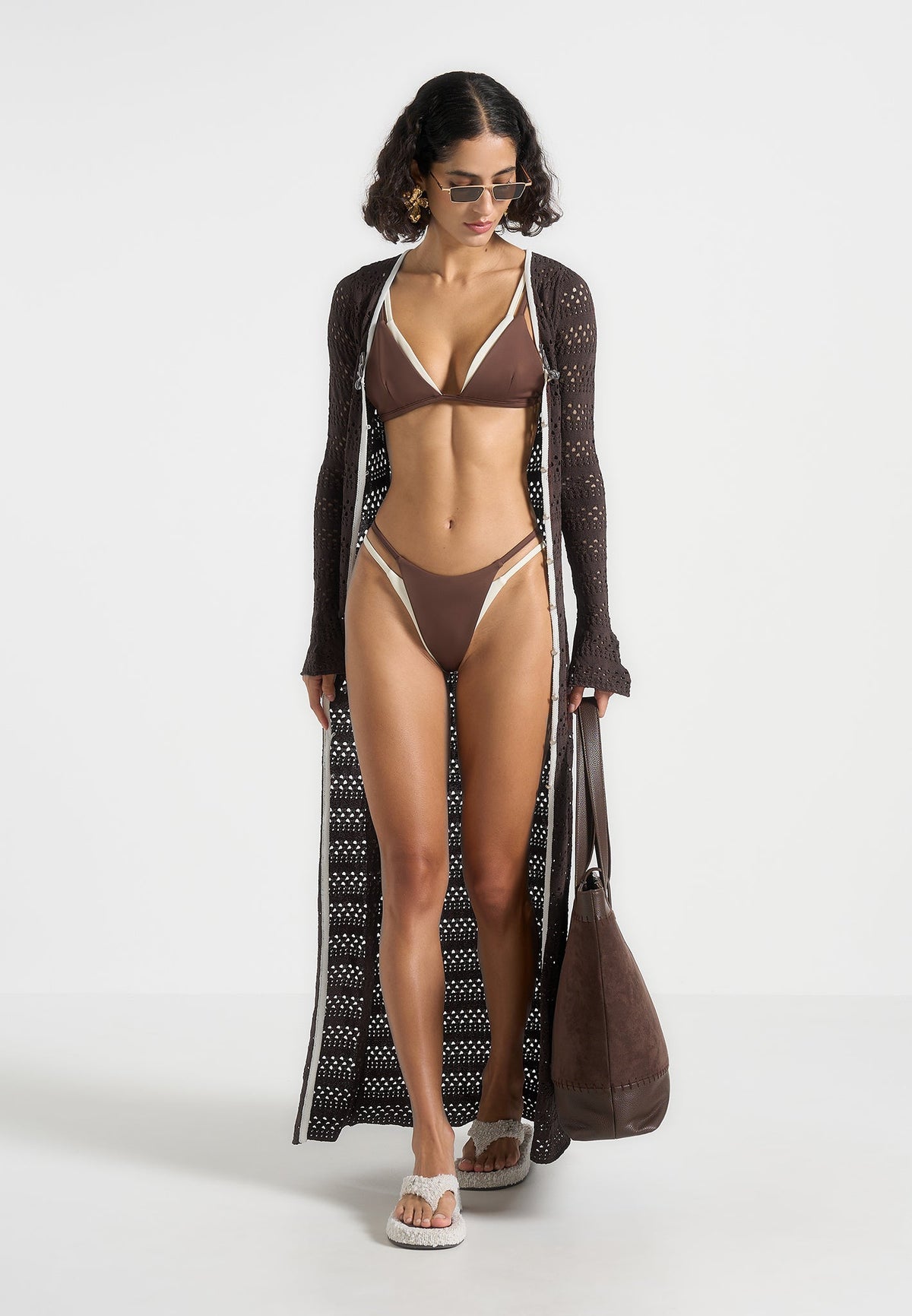 Nelly - Double Layer Bikini Bottoms - Brown/Cream
