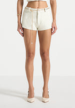 Elina - Tweed Mini Shorts - Cream