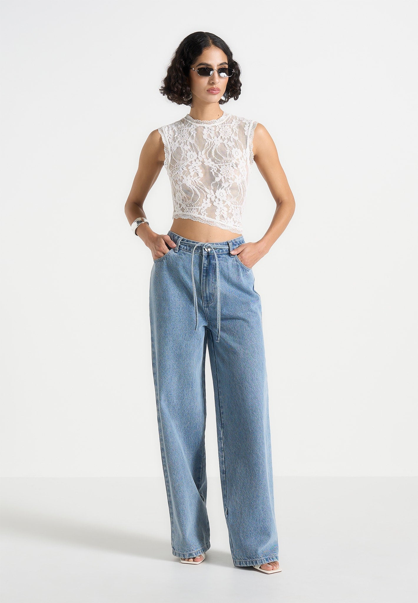Eugenie - Lace Asymmetric Top - White 