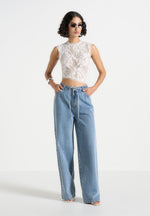 Eugenie - Lace Asymmetric Top - White