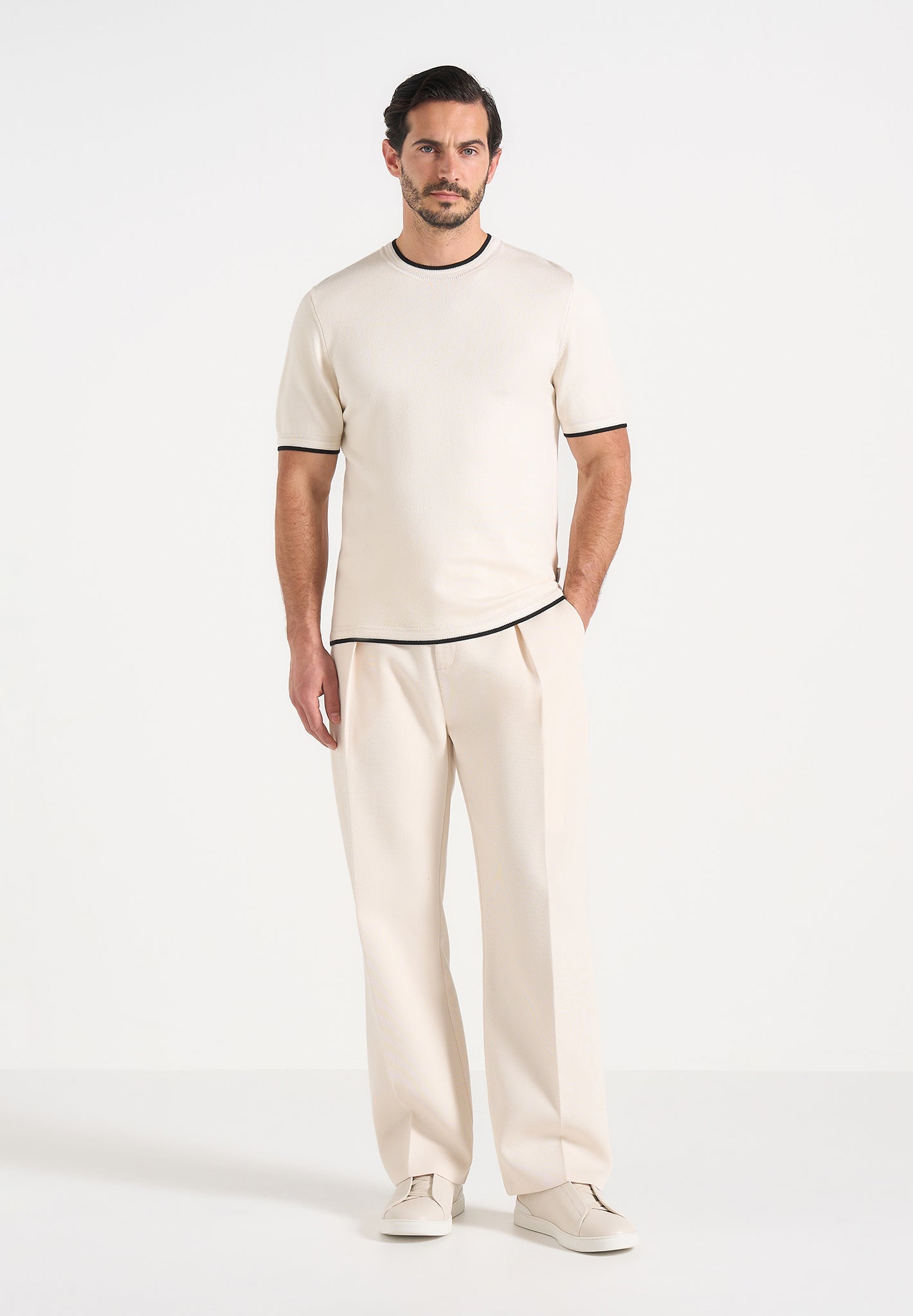 Dorian - Pleated Tailored Pants - Cream 