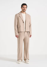 Pierre - Twin Pleat Tailored Pants - Beige