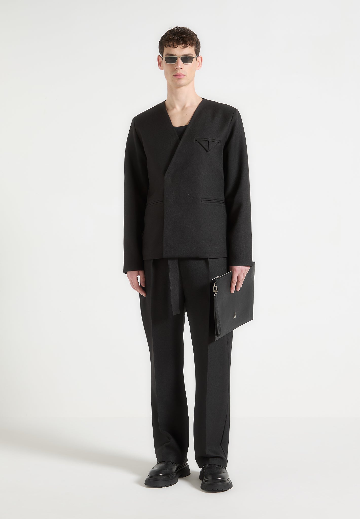 collarless-double-breasted-minimal-blazer-black 