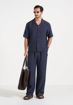 Addison - Unisex Textured Relaxed Fit Pants - Navy