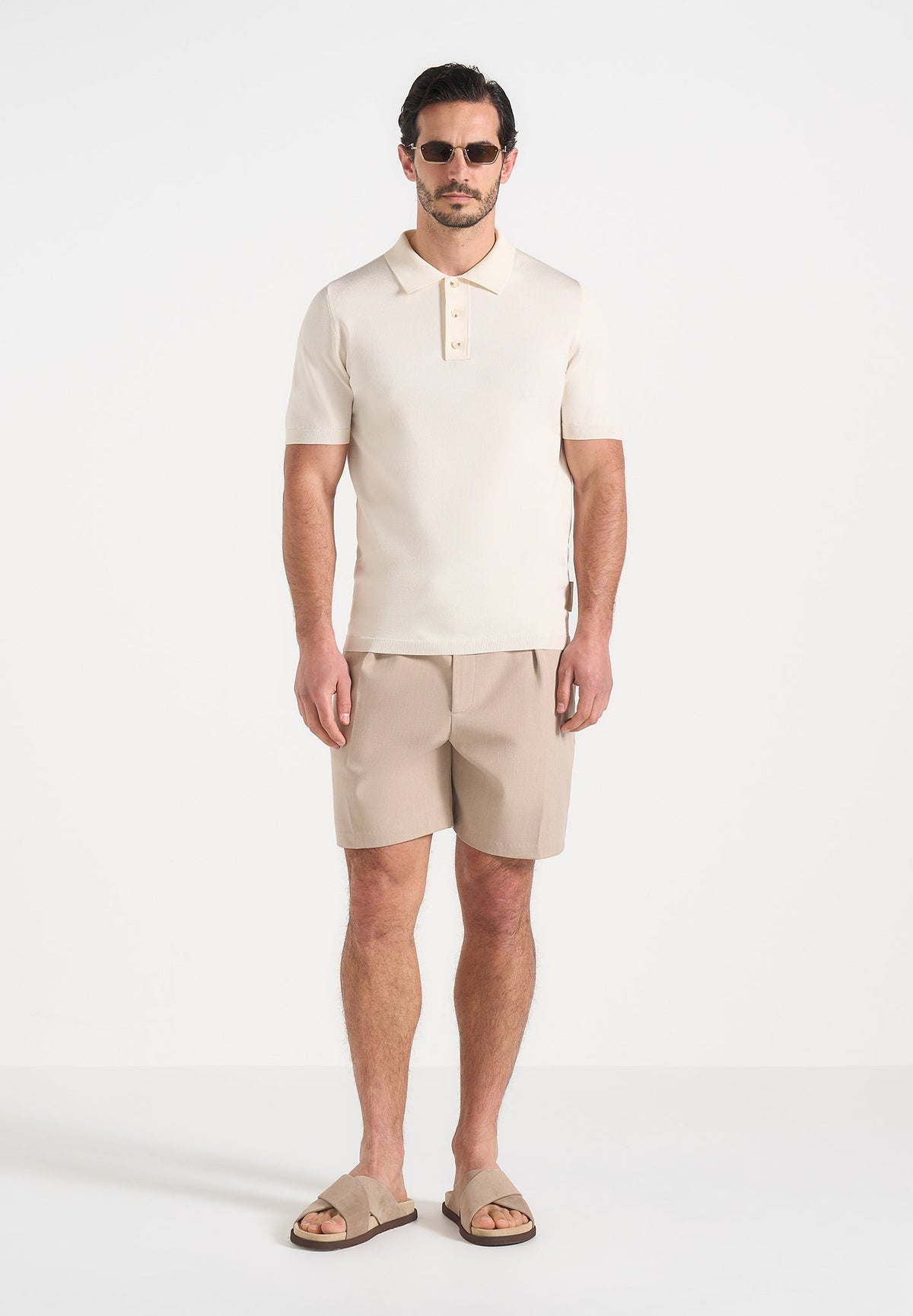Marin - Tailored Pleated Shorts - Beige