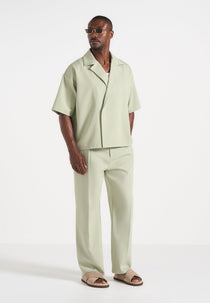 Abel - Boxy Double Breasted Tailored Shirt - Sage