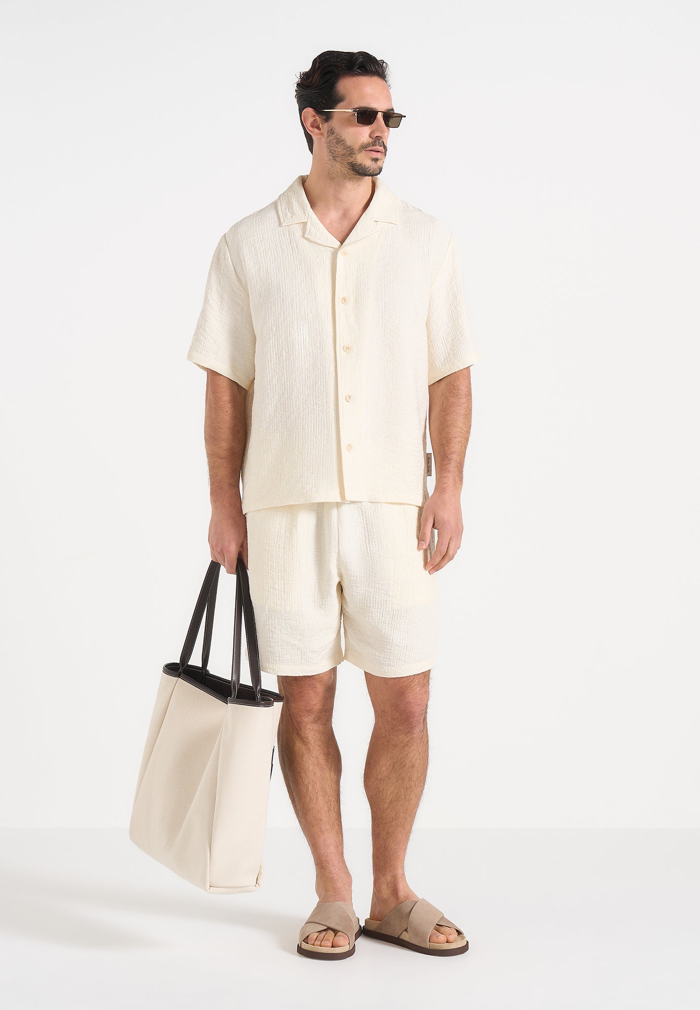 Harley - Unisex Textured Revere Shirt - Cream