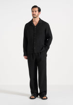 Addison - Unisex Textured Relaxed Fit Pants - Black