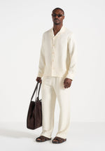 Bailey - Unisex Textured Long Sleeve Shirt - Cream
