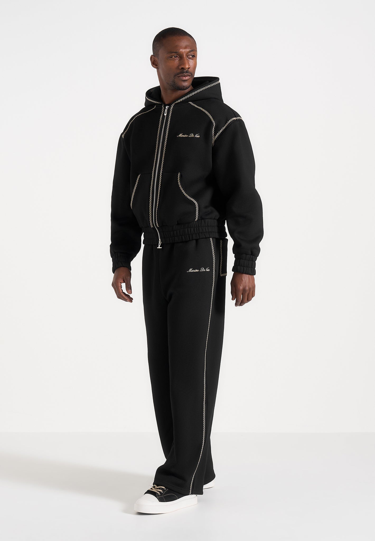 Morgan - Unisex Whipstitch Regular Joggers - Black