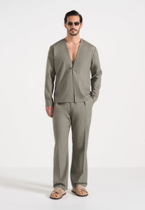 Axel - Minimal Kimono Linen-Blend Blazer - Khaki