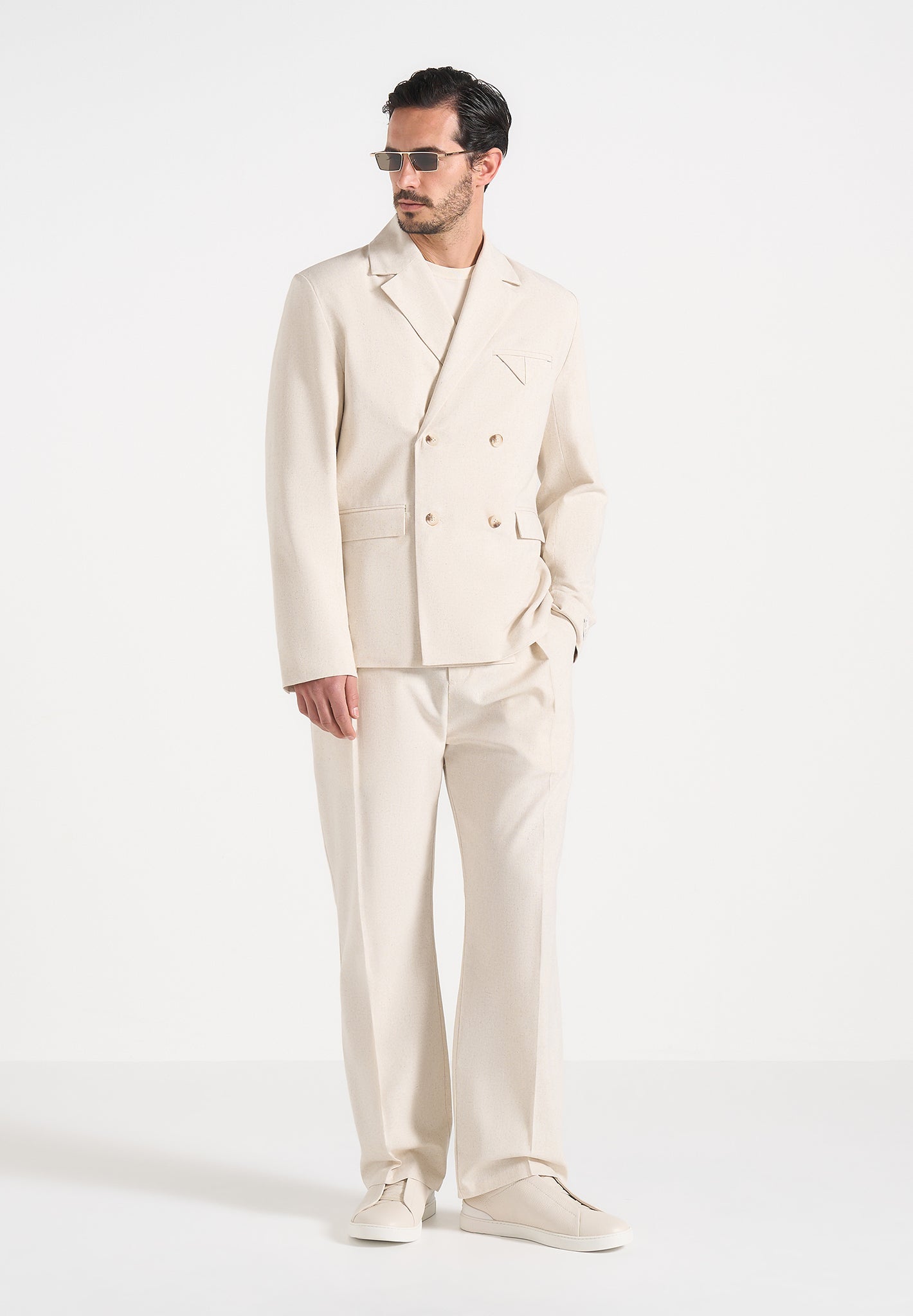 Dorian - Pleated Linen Pants - Natural